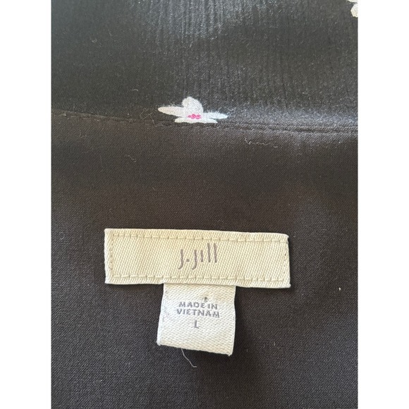 J. Jill Women's Size Large Black Floral Faux Wrap Ruffle Sleeveless Maxi Dress - Picture 6 of 13